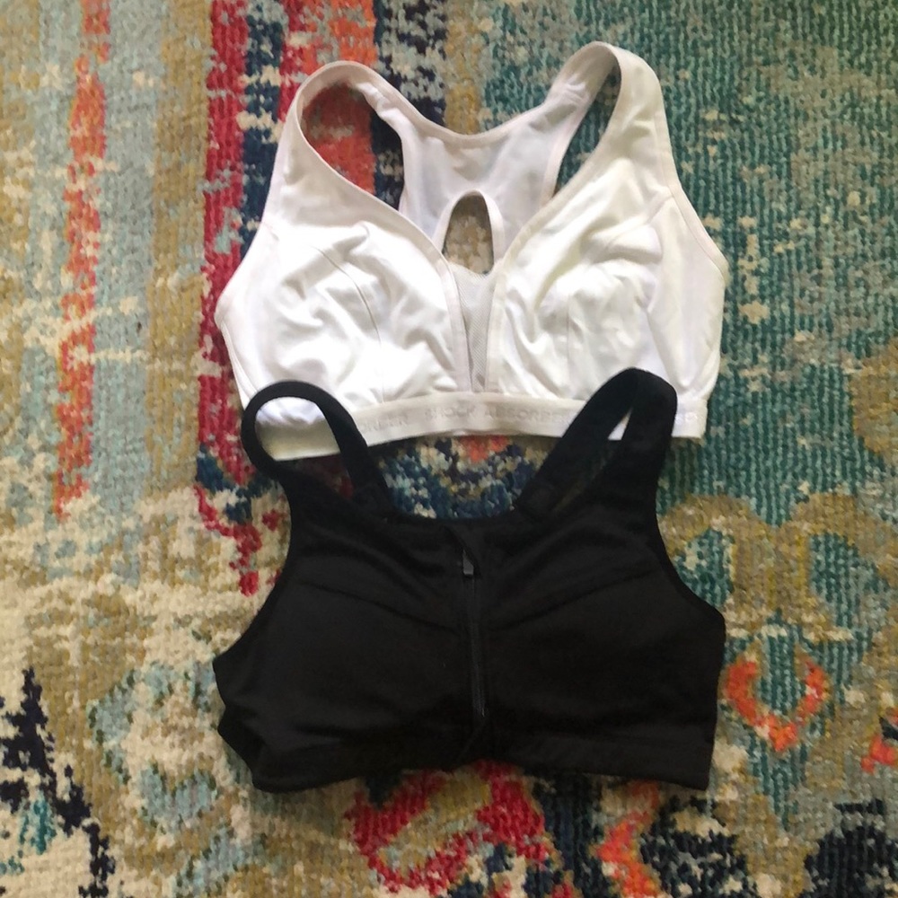 Black and white sports bra